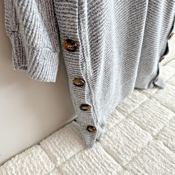 Cupio Womens Gray Knit Open Long Cardigan Sweater Sz Large Staple Office Casual - Picture 5 of 10